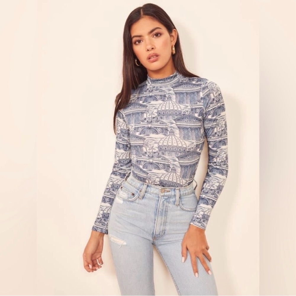Reformation Bailey Romanesque Turtleneck Knit Top S